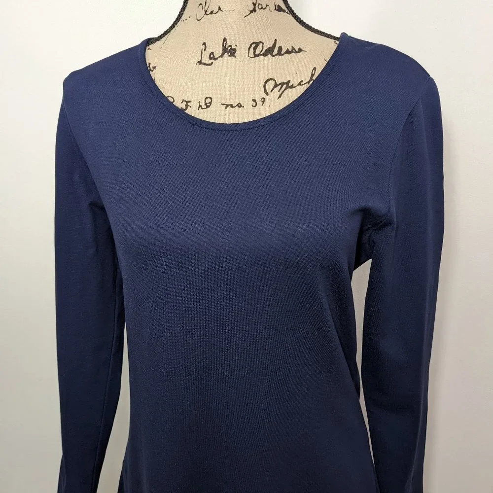 NWT DKNY Navy Blue Dress Long Sleeve Back Cut Out Knee Length Size  10